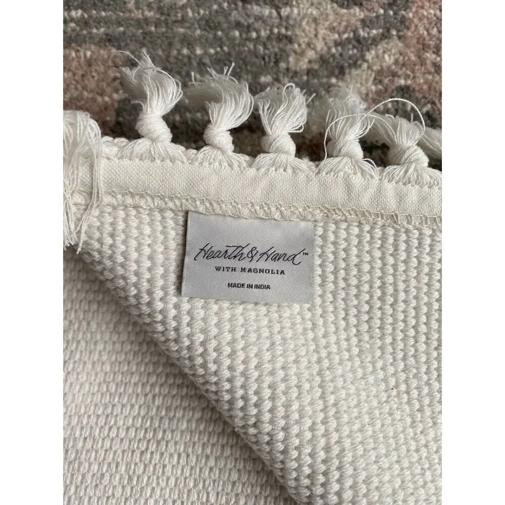 Hearth & Hand Magnolia Ivory Textured Fringed Ends Table Runner